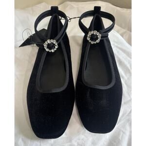 NEW Forever 21 Women’s Size 8 black velvet Mary Jane ballet Flats Ballet Core